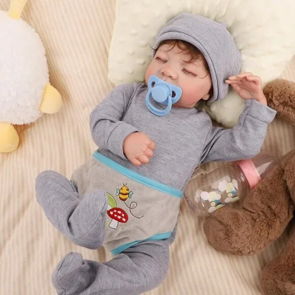 18 Inch Reborn Baby Doll Boy Realistic Sleeping Vinyl Body Toy for Kids Age 3 - Picture 2 of 9
